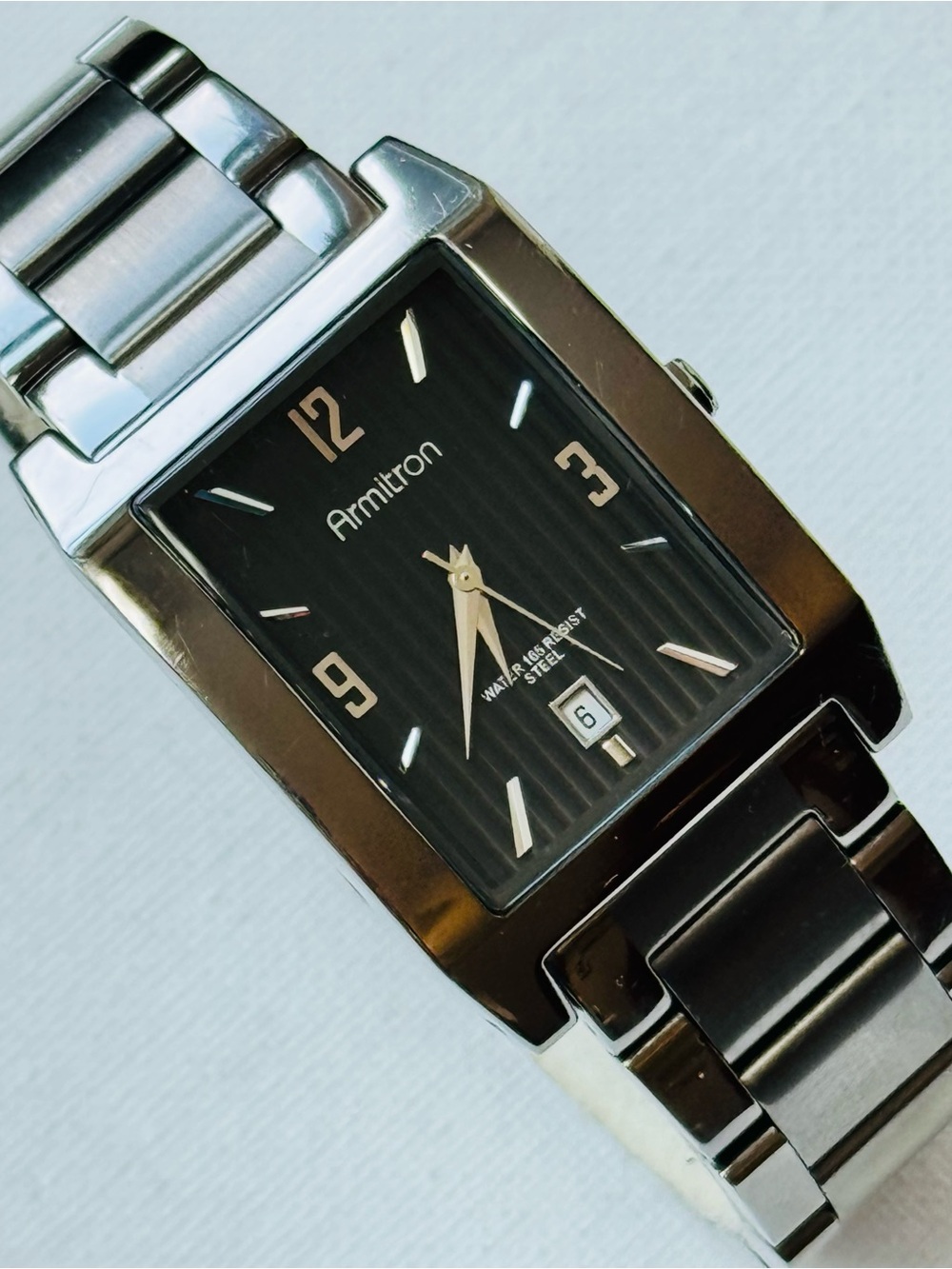 Armitron Classic Tank Men's Date Watch Gunmetal Bracelet 20/4321DG